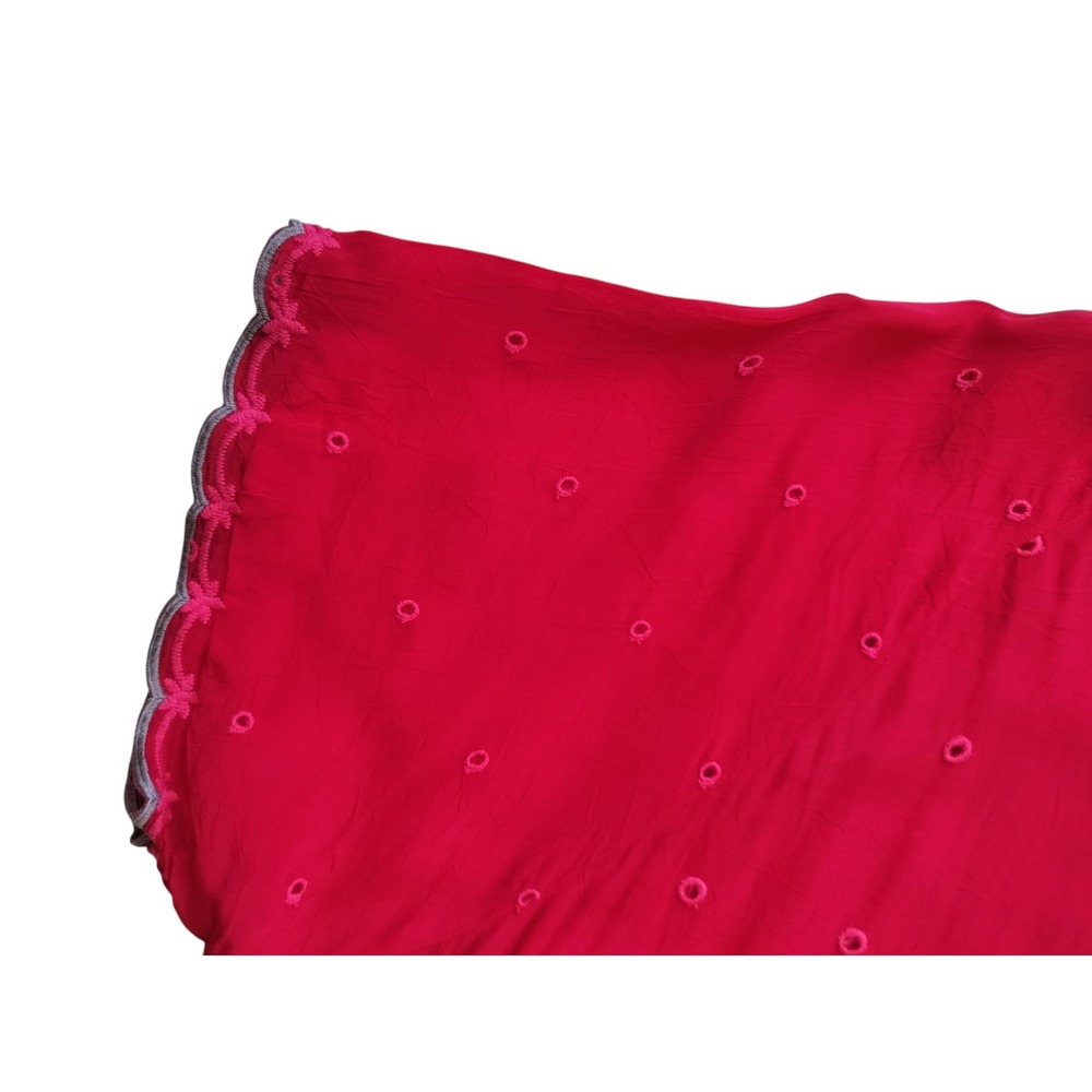 Johnny Was C13579 Red Embroidered Tunic Top 1X Plus Size 100% Cupra Rayon Boho - Picture 6 of 12